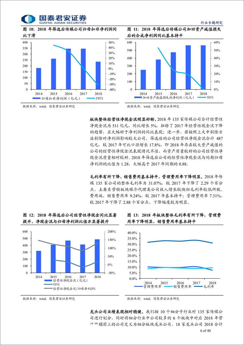 《传播文化行业2018年年报及2019年一季报综述：商誉减值拖累板块业绩，经营效率边际改善-20190510-国泰君安-40页》 - 第7页预览图