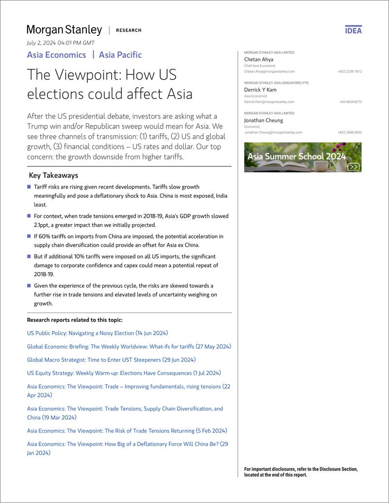 《Morgan Stanley Fixed-Asia Economics The Viewpoint How US elections could affect...-108986535》 - 第1页预览图