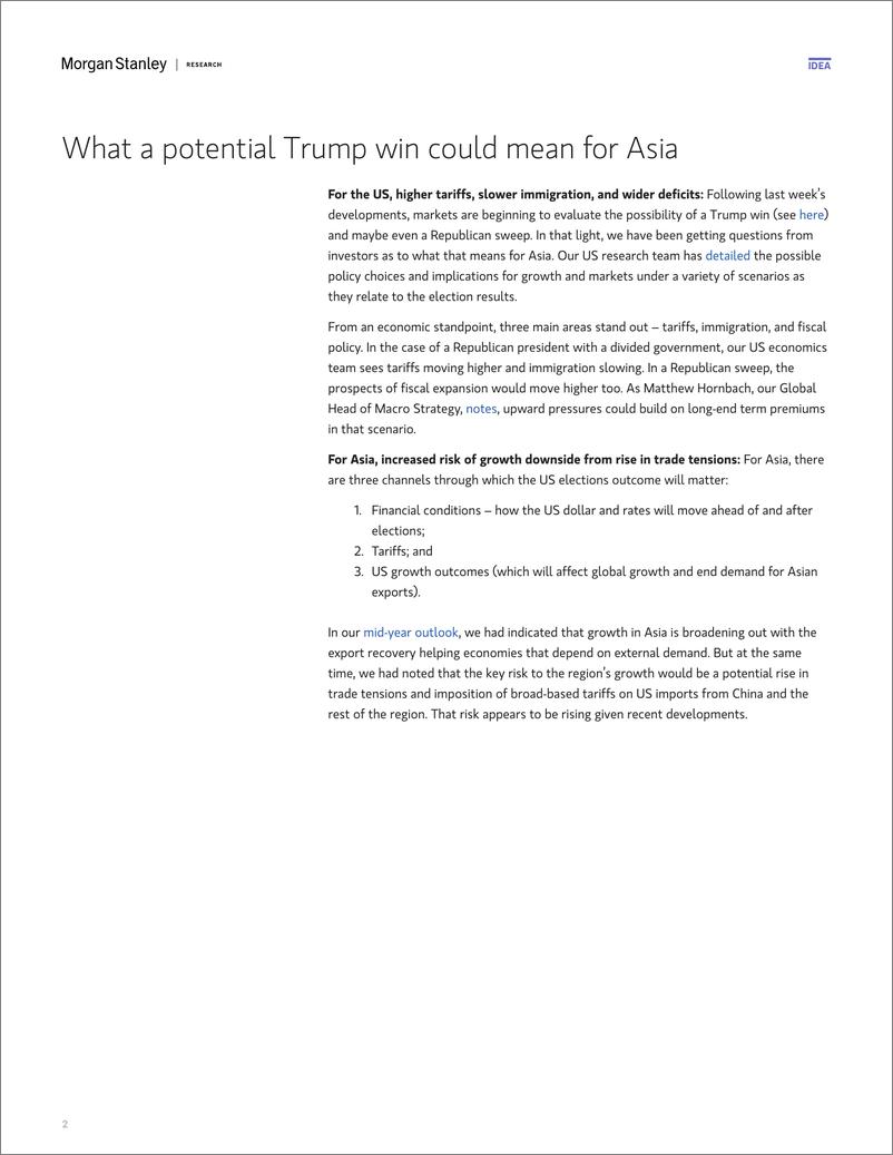 《Morgan Stanley Fixed-Asia Economics The Viewpoint How US elections could affect...-108986535》 - 第2页预览图