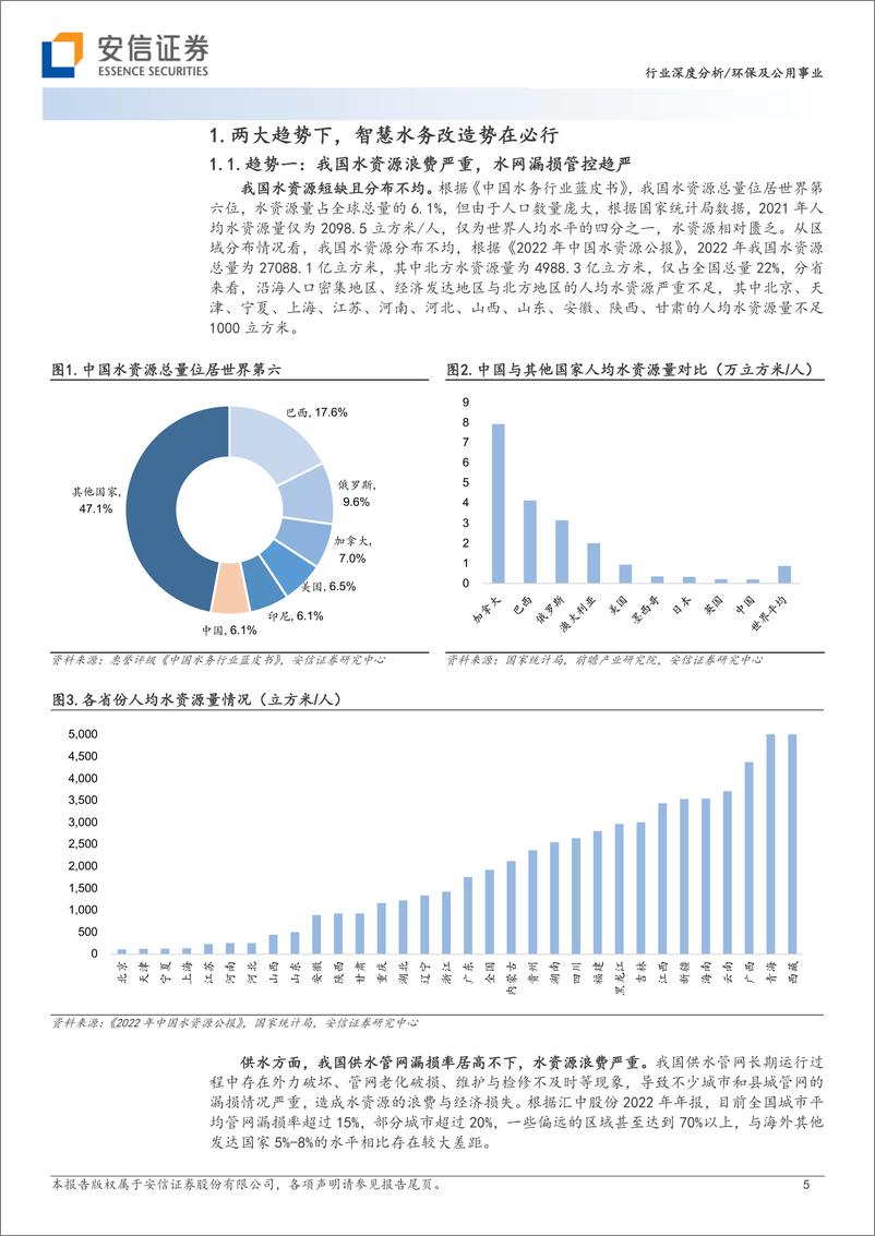 《安信证券-环保及公用事业：智慧水务：数字中国驱动下水务公司降本增效的必由之路》 - 第5页预览图