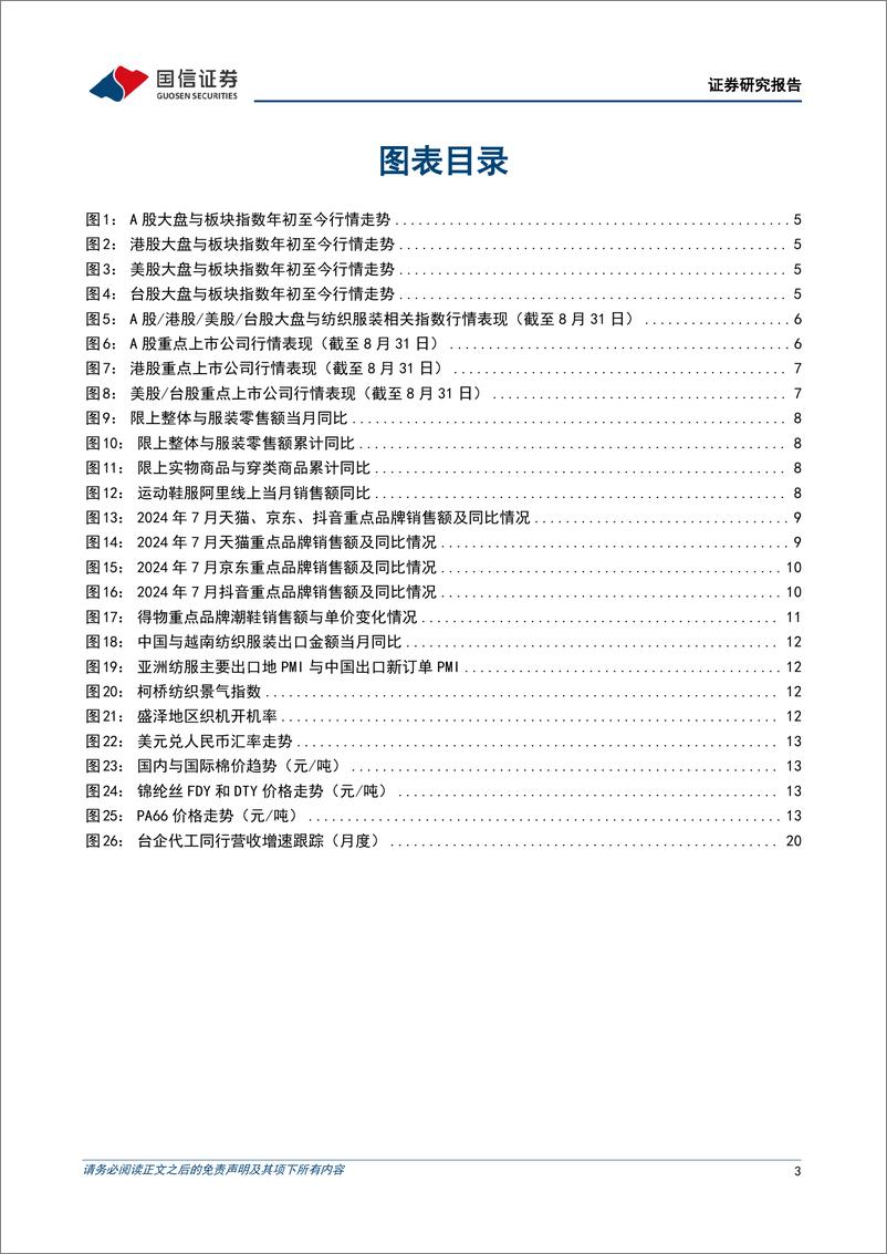 《纺织服装行业9月投资策略：头部制造企业中报亮眼，看好下半年景气度延续-240907-国信证券-24页》 - 第3页预览图