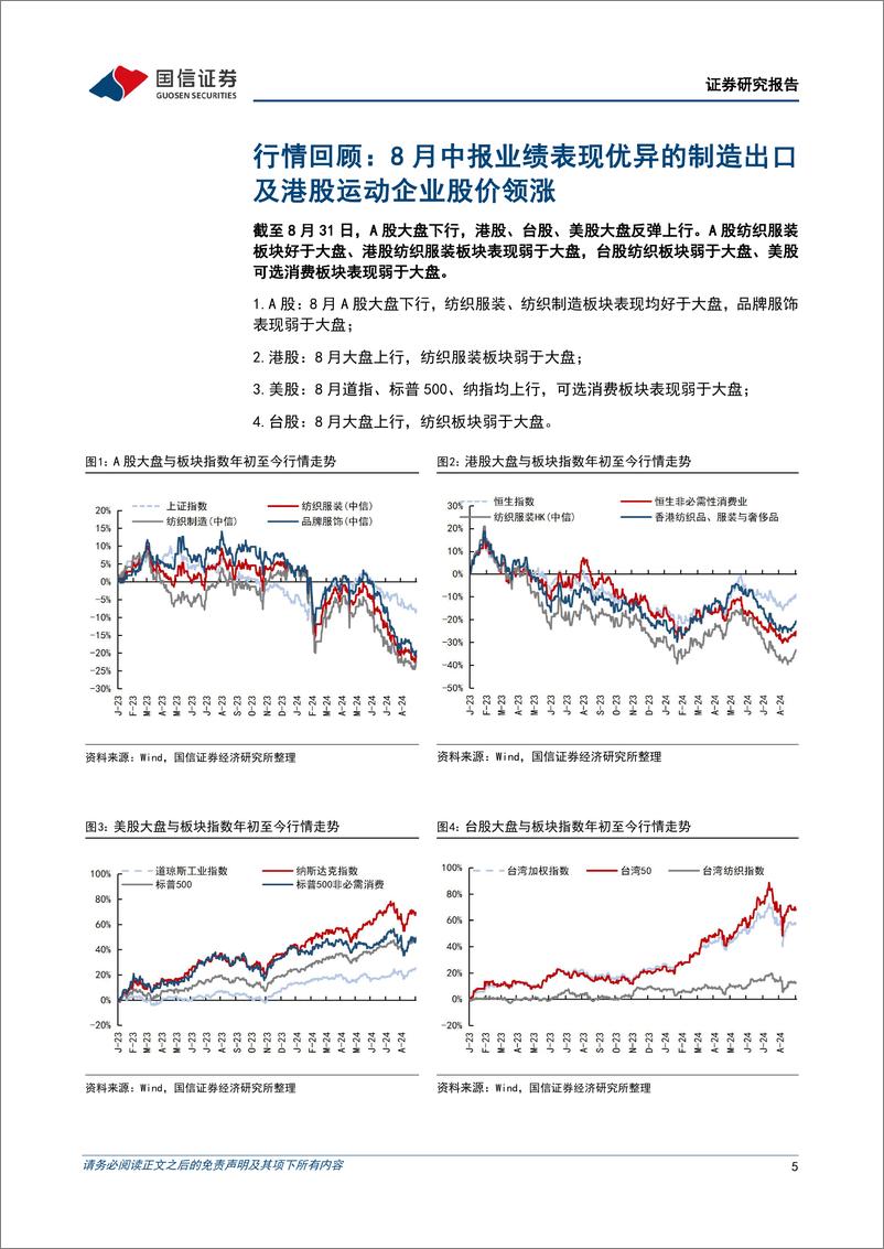 《纺织服装行业9月投资策略：头部制造企业中报亮眼，看好下半年景气度延续-240907-国信证券-24页》 - 第5页预览图