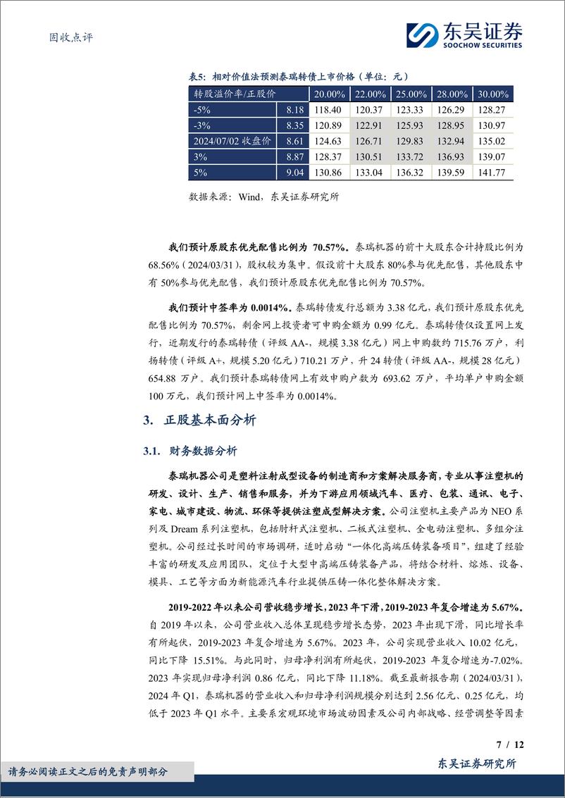 《固收点评：泰瑞转债，国内注塑机行业知名企业-240704-东吴证券-12页》 - 第7页预览图