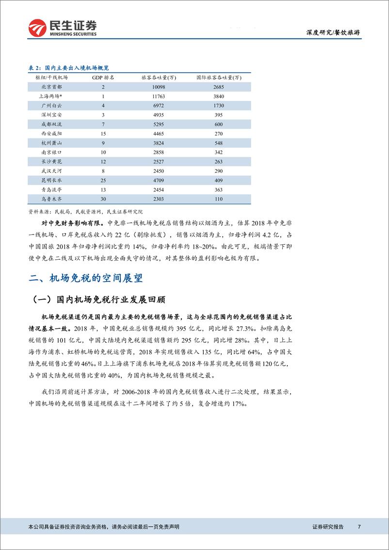 《餐饮旅游行业深度报告：中国机场免税行业研究，竞争格局与空间展望-20190726-民生证券-22页》 - 第8页预览图