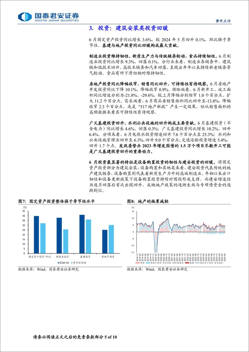 《2024年第二季度及6月经济数据点评：三产拖累GDP，内需政策待加码-240715-国泰君安-10页》 - 第5页预览图