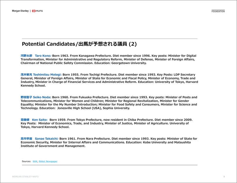 《Morgan Stanley Fixed-Investor Presentation LDP Election Candidate Who’s Who  自...-109946937》 - 第5页预览图