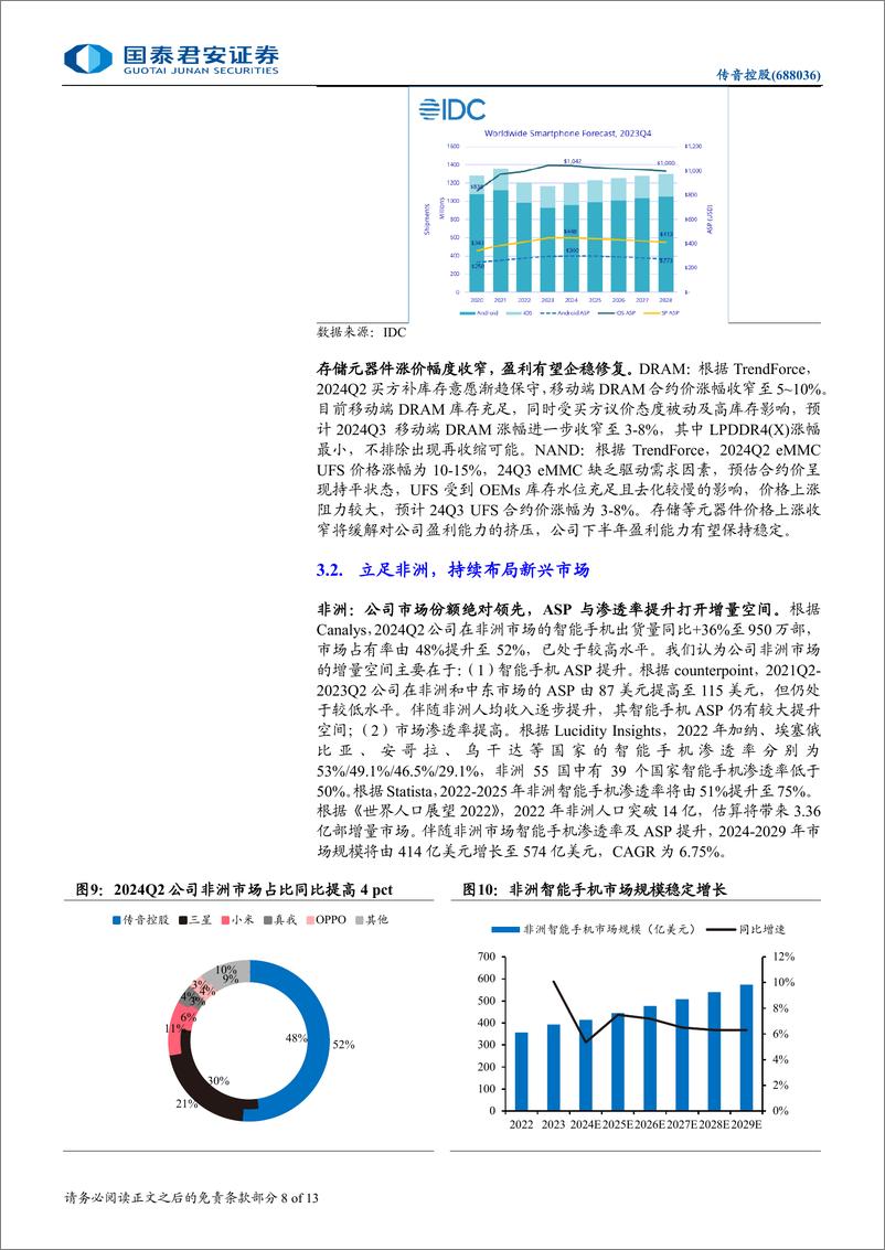 《传音控股(688036)降息周期开启，新兴市场手机龙头再腾飞-240828-国泰君安-13页》 - 第8页预览图