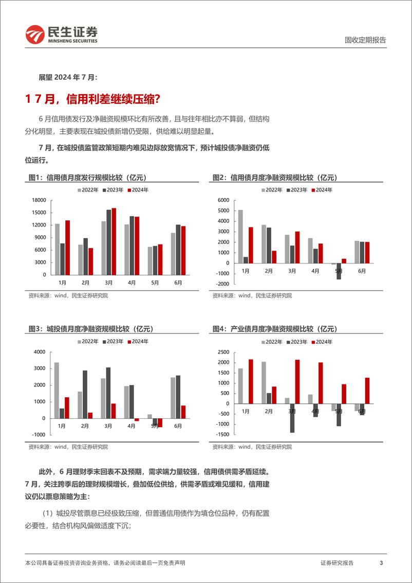 《信用策略月报：7月，信用利差继续压缩？-240701-民生证券-29页》 - 第3页预览图