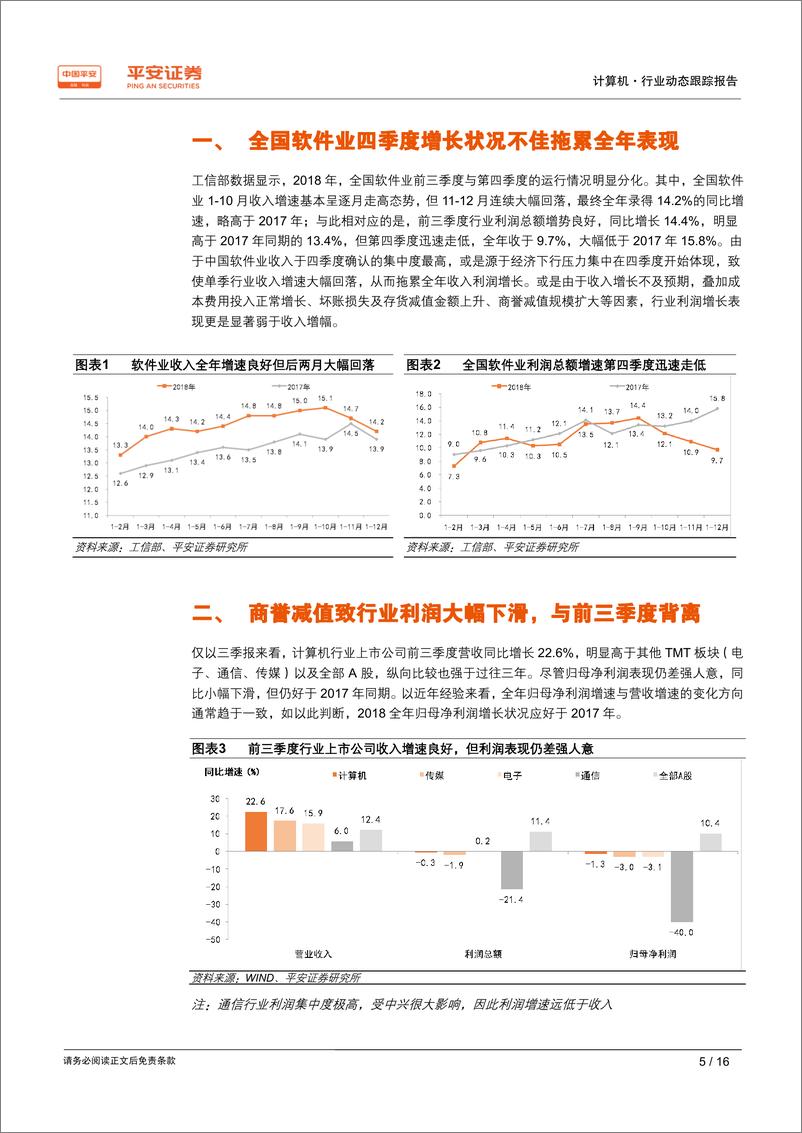 《计算机行业2018年年报前瞻：商誉减值大幅拖累整体表现，业绩分化继续加剧-20190215-平安证券-16页》 - 第6页预览图