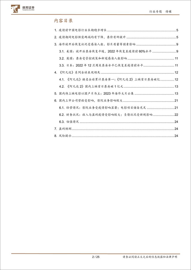 传媒行业：《阿凡达2》上映带动电影产业链复苏，关注恢复常态后的投资机会-20221222-德邦证券-25页 - 第3页预览图