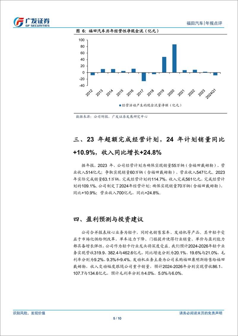 《福田汽车(600166)超额完成23年经营计划-240505-广发证券-10页》 - 第5页预览图