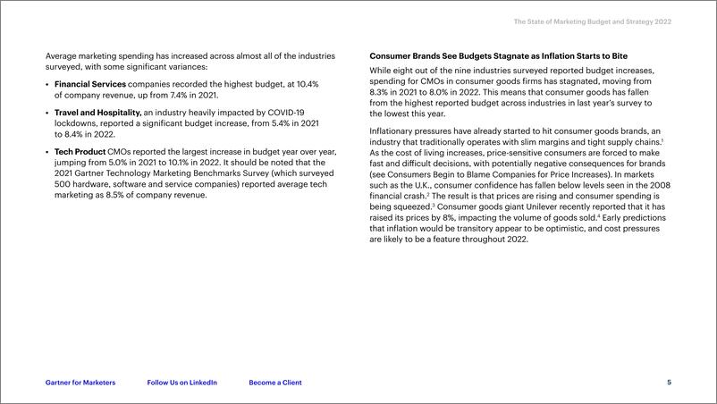 《Gartner-2022年营销预算和战略状况（英）-2022.9-18页》 - 第6页预览图