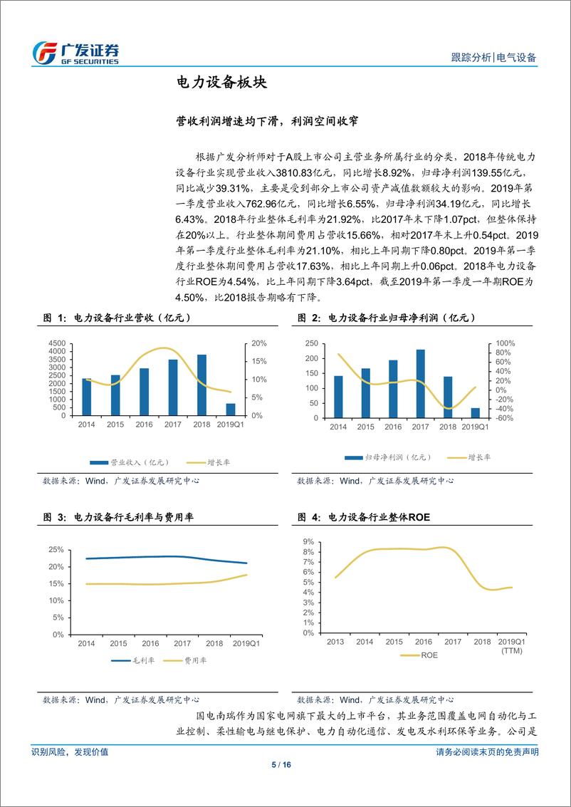 《电力设备行业&工控2018年报&2019一季报总结：电力设备分化，工控业绩承压-20190509-广发证券-16页》 - 第6页预览图