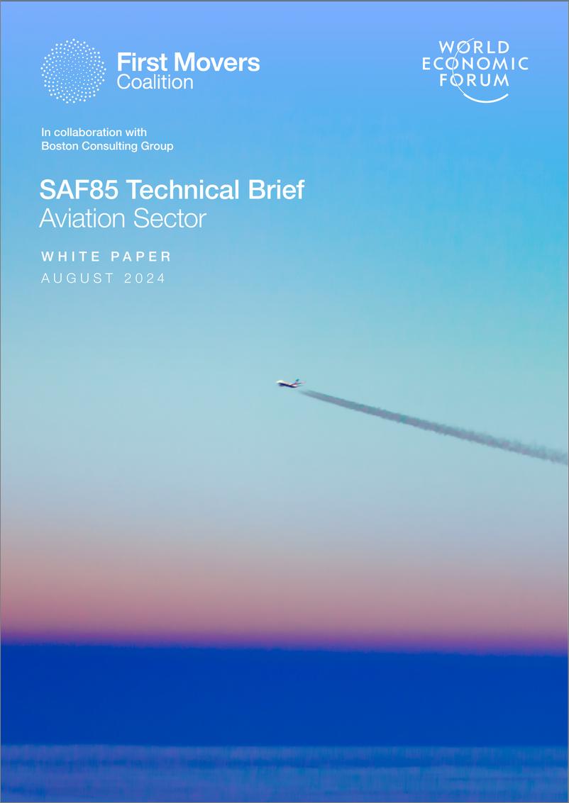 《世界经济论坛-SAF85技术简报：航空部门（英）-2024.8-23页》 - 第1页预览图