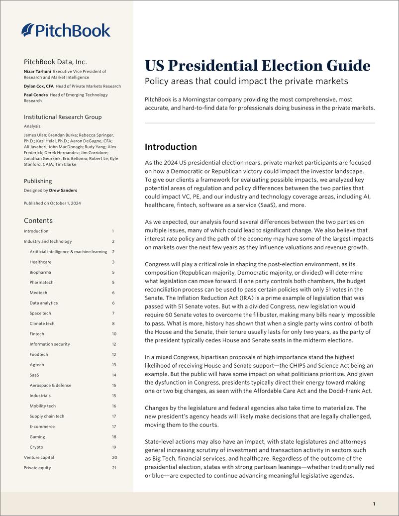 《PitchBook-美国总统选举指南（英）-2024-21页》 - 第1页预览图