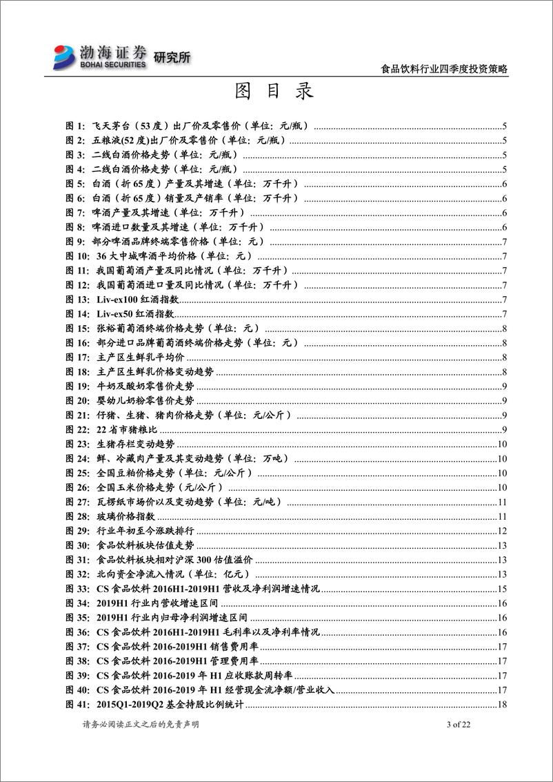 《食品饮料行业四季度投资策略：关注高端白酒价格走向，布局低估值大众品龙头-20190916-渤海证券-22页》 - 第4页预览图