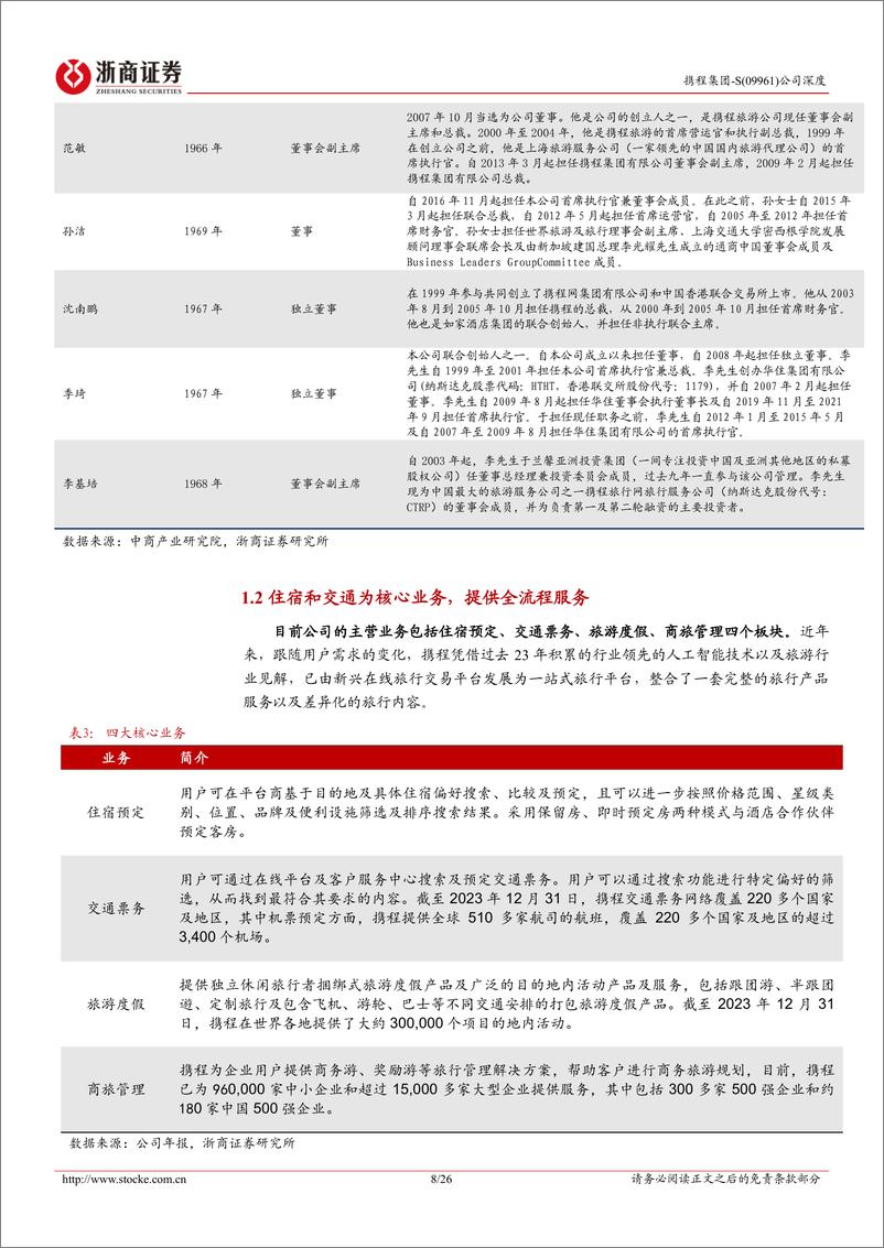 《携程集团-S(09961.HK)首次覆盖报告：在线旅游龙头企业，海外业务打开增量空间-240728-浙商证券-26页》 - 第8页预览图