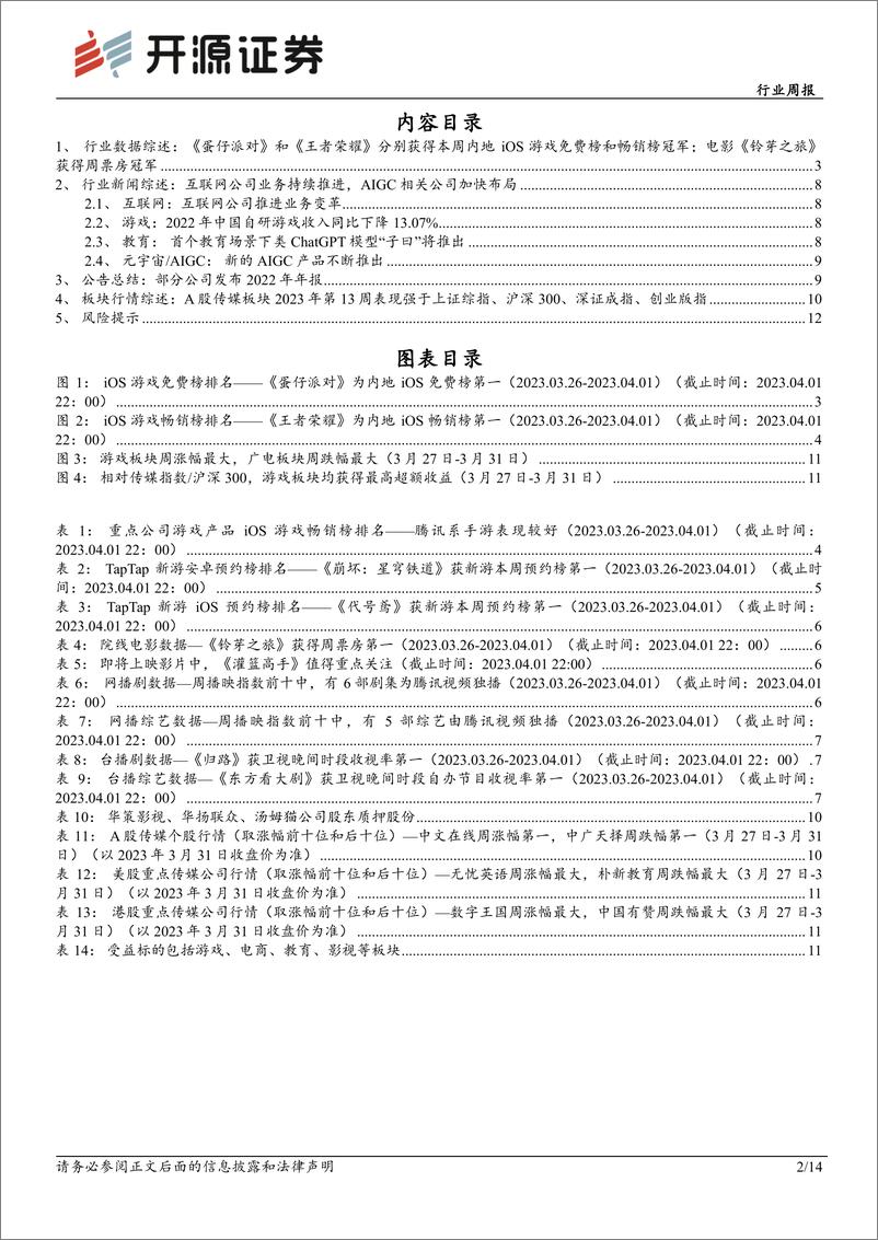 《传媒行业周报：继续加码布局AIGC＋游戏电商教育IP》 - 第2页预览图