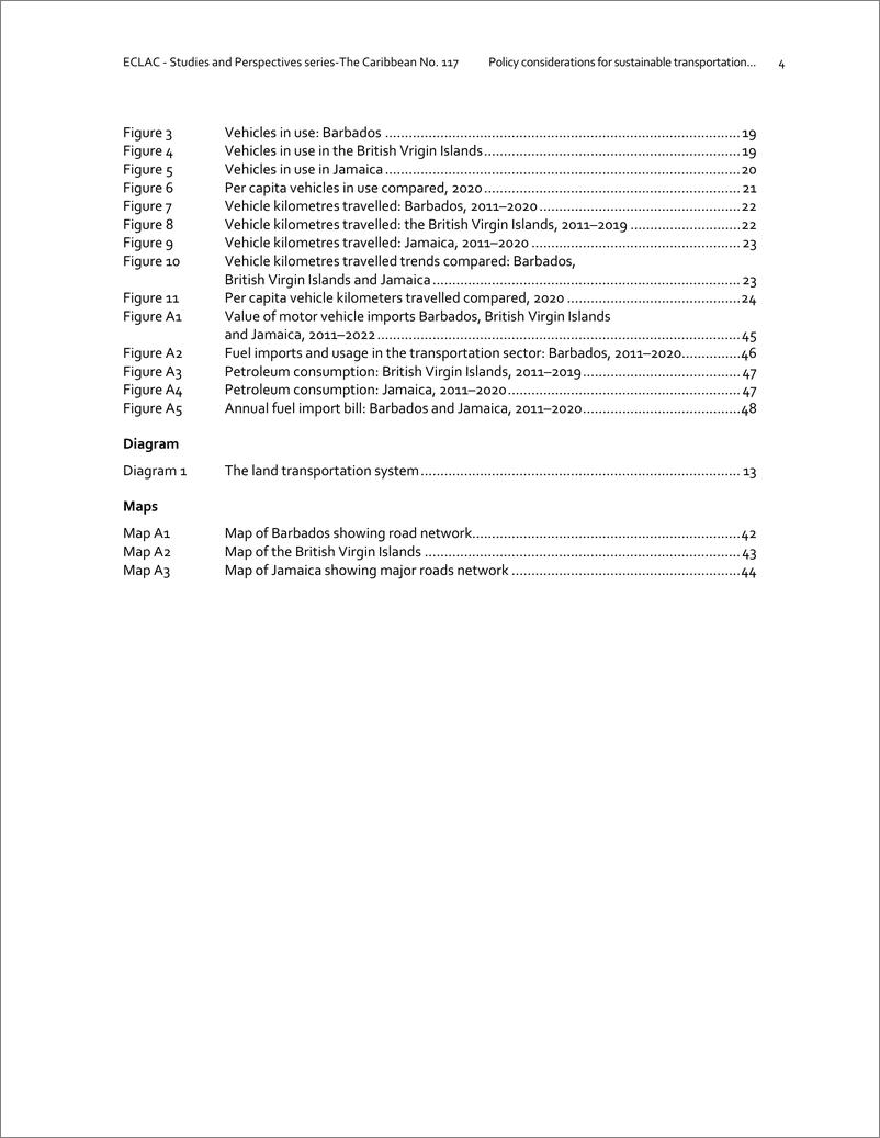 《拉丁美洲经济委员会-三个加勒比小岛屿发展中国家可持续运输的政策考虑：提高陆地运输效率的备选方案。巴巴多斯、英属维尔京群岛和牙买加（英）-2023.2-53页》 - 第7页预览图