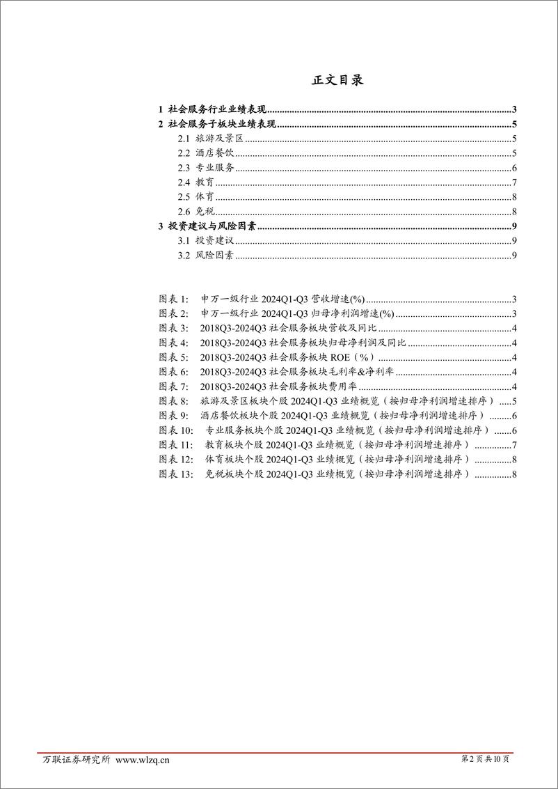 《社会服务行业2024年三季度业绩综述报告：业绩持续向好，行业景气度上行-241115-万联证券-10页》 - 第2页预览图