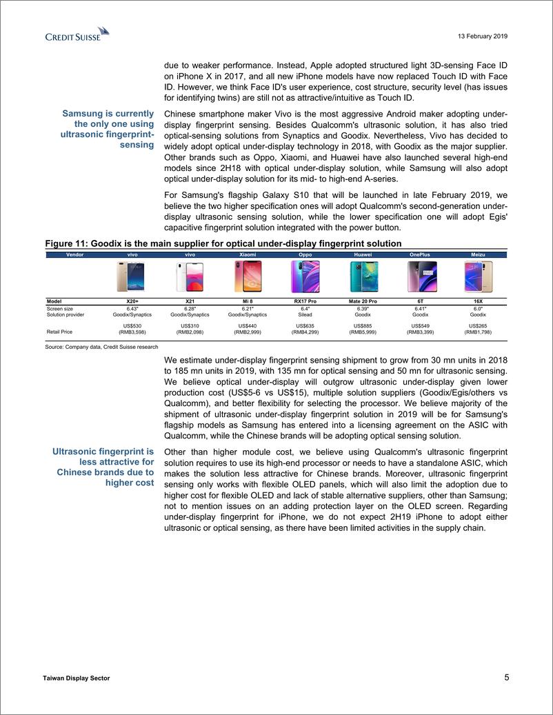 《瑞信-亚太地区-科技行业-台湾显示器行业：指纹传感与3D传感更受欢迎-2019.2.13-25页》 - 第6页预览图