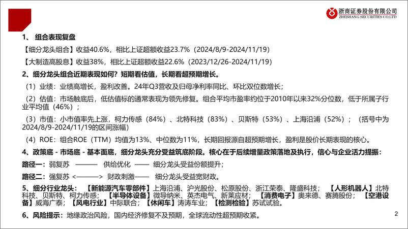 《浙商大制造行业策略系列报告：高端制造：细分行业龙头，还可以买吗？-241122-浙商证券-20页》 - 第2页预览图