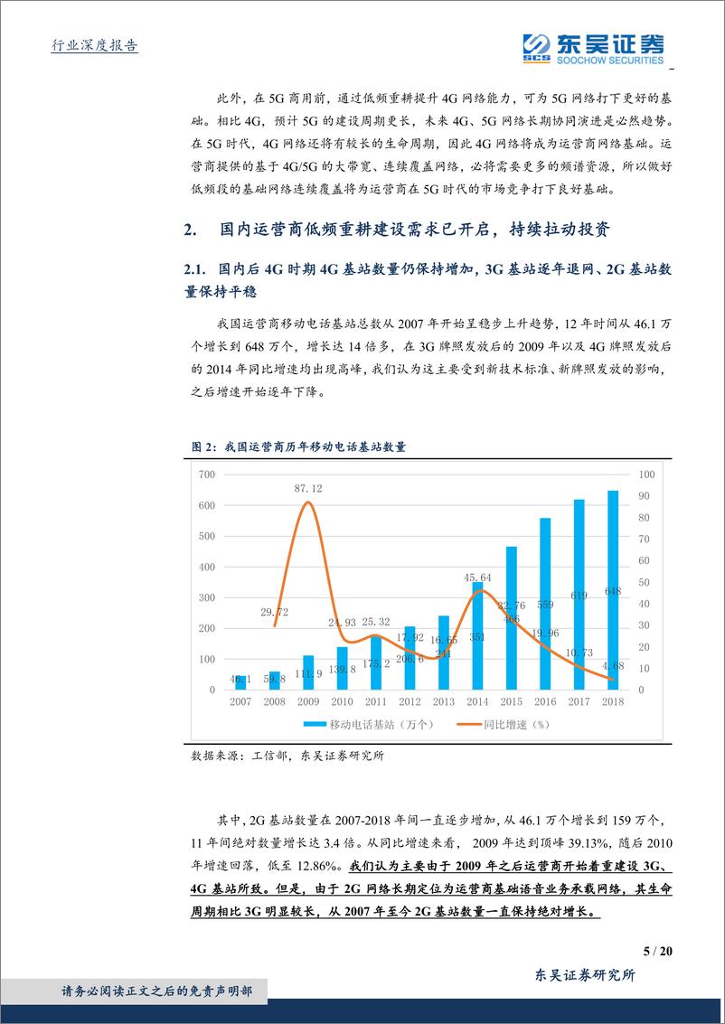 《通信行业深度报告：全球运营商4G低频重耕渐次推进，5G大投入前的周期低谷、业绩不低-20190301-东吴证券-20页》 - 第6页预览图