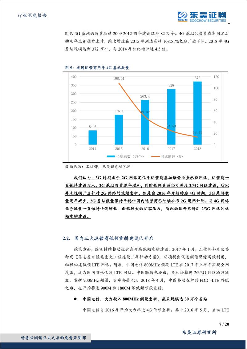 《通信行业深度报告：全球运营商4G低频重耕渐次推进，5G大投入前的周期低谷、业绩不低-20190301-东吴证券-20页》 - 第8页预览图