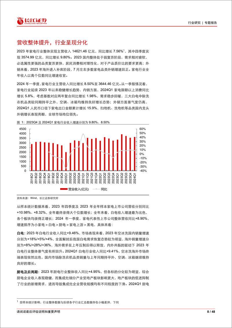 《家用电器行业2023年报%262024年一季报综述：内外共振，稳健增长-240523-长江证券-48页》 - 第8页预览图