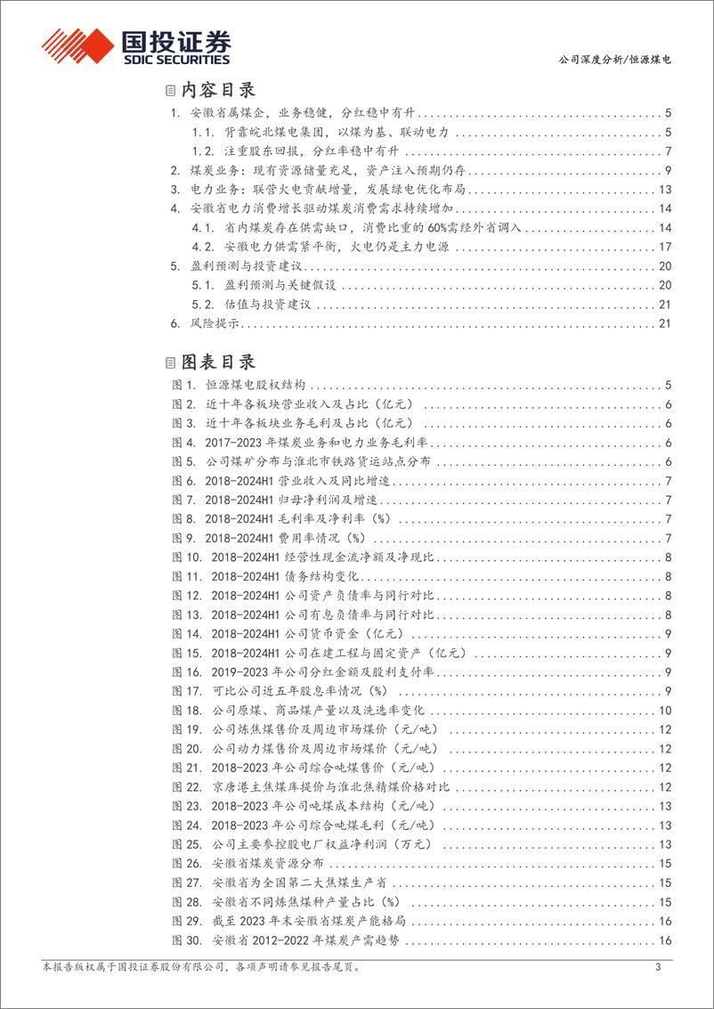 《恒源煤电(600971)皖北煤企稳健运行，联营火电贡献增量-240921-国投证券-25页》 - 第3页预览图