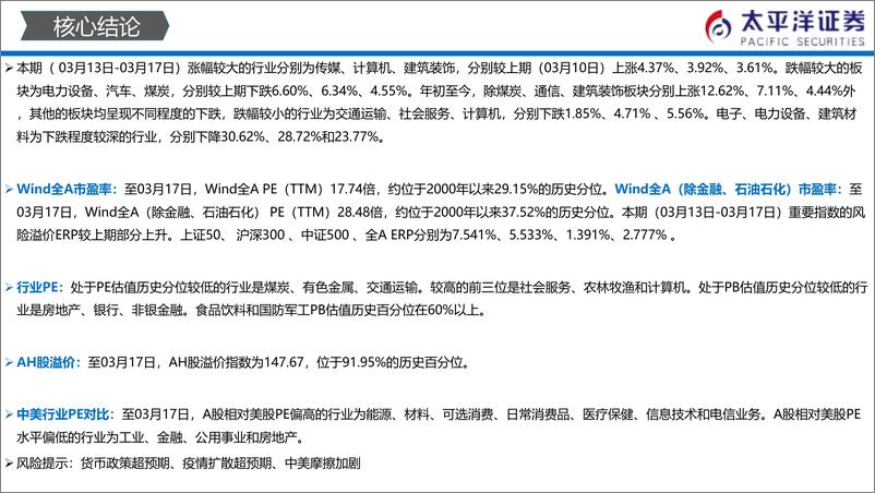 《中外股票估值追踪及对比：全市场与各行业估值跟踪-20230318-太平洋证券-27页》 - 第4页预览图