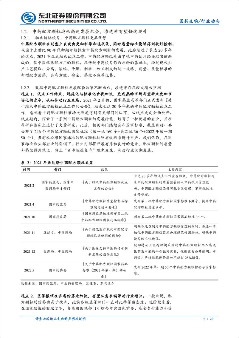 《医药生物行业：未来渗透率有望提升，关注中药配方颗粒投资机会-20220531-东北证券-20页》 - 第6页预览图