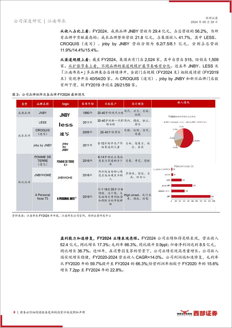 《江南布衣(3306.HK)首次覆盖报告：聚焦小众细分赛道的高ROE%2b高股息优质标的-240928-西部证券-27页》 - 第8页预览图