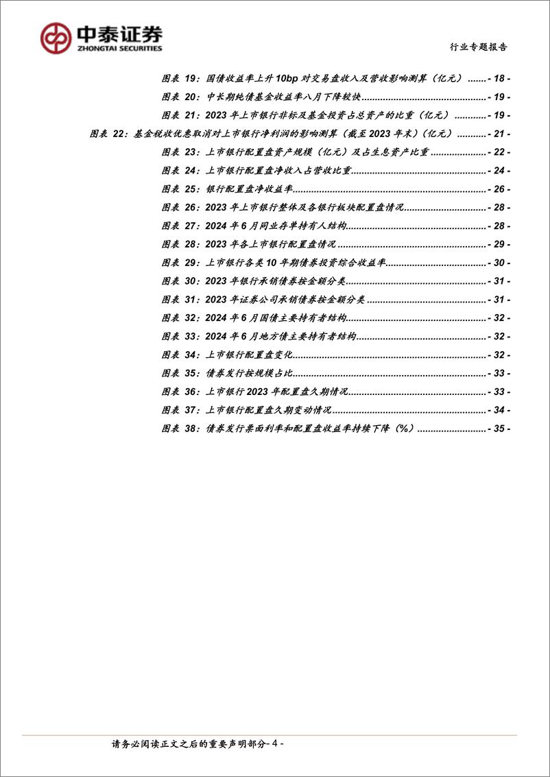 《银行业专题测算｜债券利率、政策与上市银行债券配置、营收-240818-中泰证券-37页》 - 第4页预览图