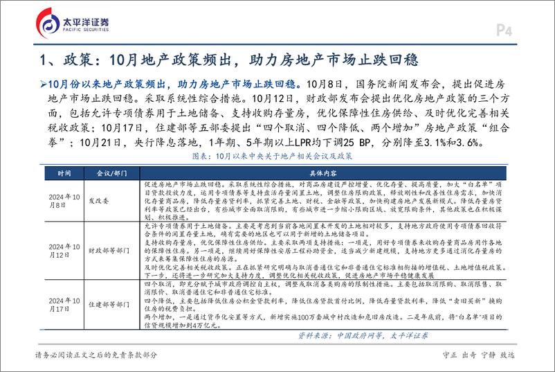 《房地产行业月报：10月地产销售回暖，市场止跌回稳可期-241104-太平洋证券-17页》 - 第4页预览图