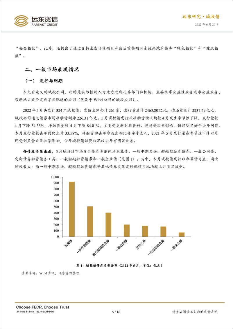 《远东资信-2022年5月中国城投债市场运行报告：发行、净融资季节性走弱，云贵区域再融资情况改善-16页》 - 第6页预览图