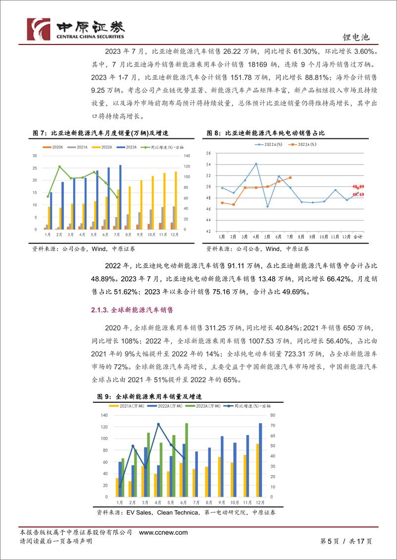 《锂电池行业月报：销量环比回落，短期谨慎关注-20230811-中原证券-17页》 - 第6页预览图