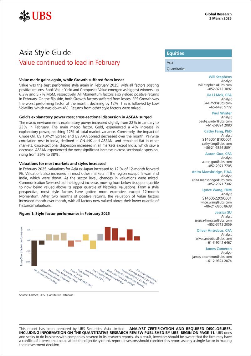 《UBS Equities-Asia Style Guide _Value continued to lead in February_ Steph...-113862466》 - 第1页预览图