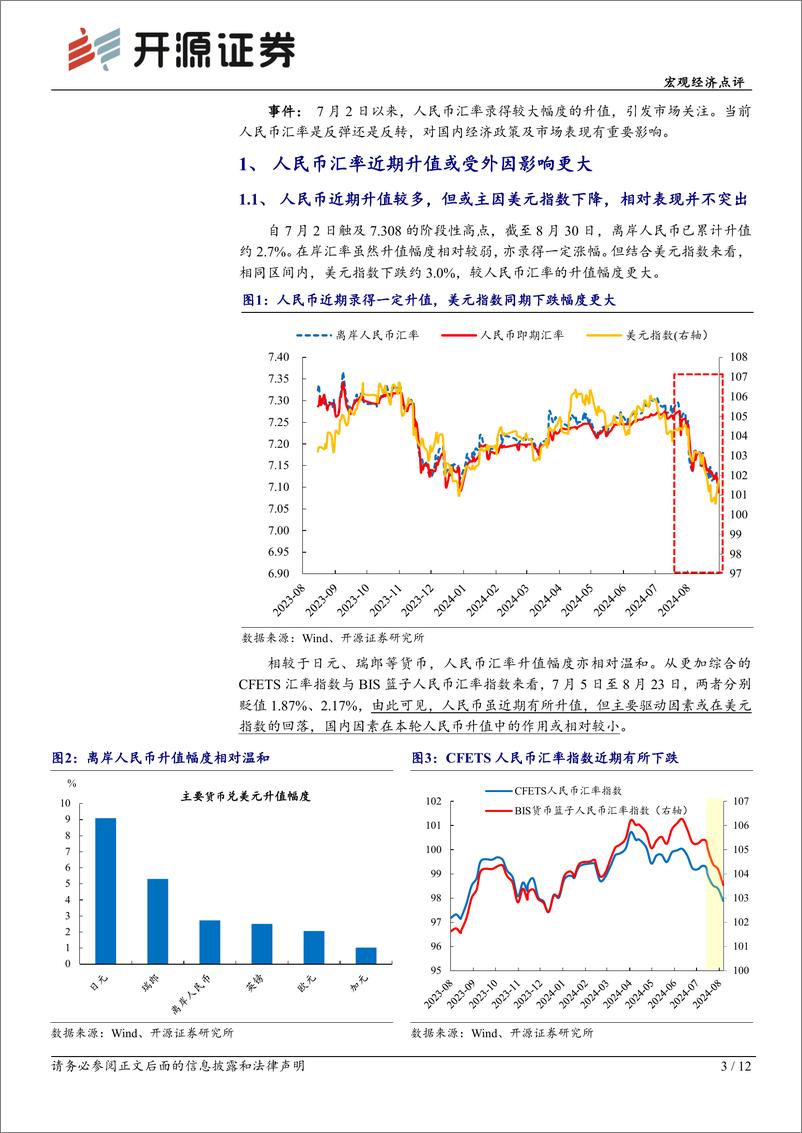 《宏观经济点评：人民币汇率后续或将开启双向波动-240831-开源证券-12页》 - 第3页预览图