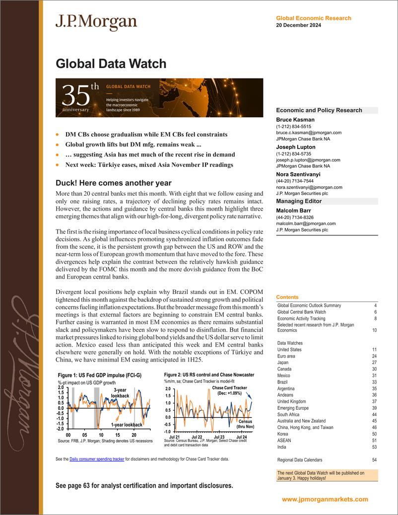 《JPMorgan Econ  FI-Global Data Watch Duck! Here comes another year-112320502》 - 第1页预览图