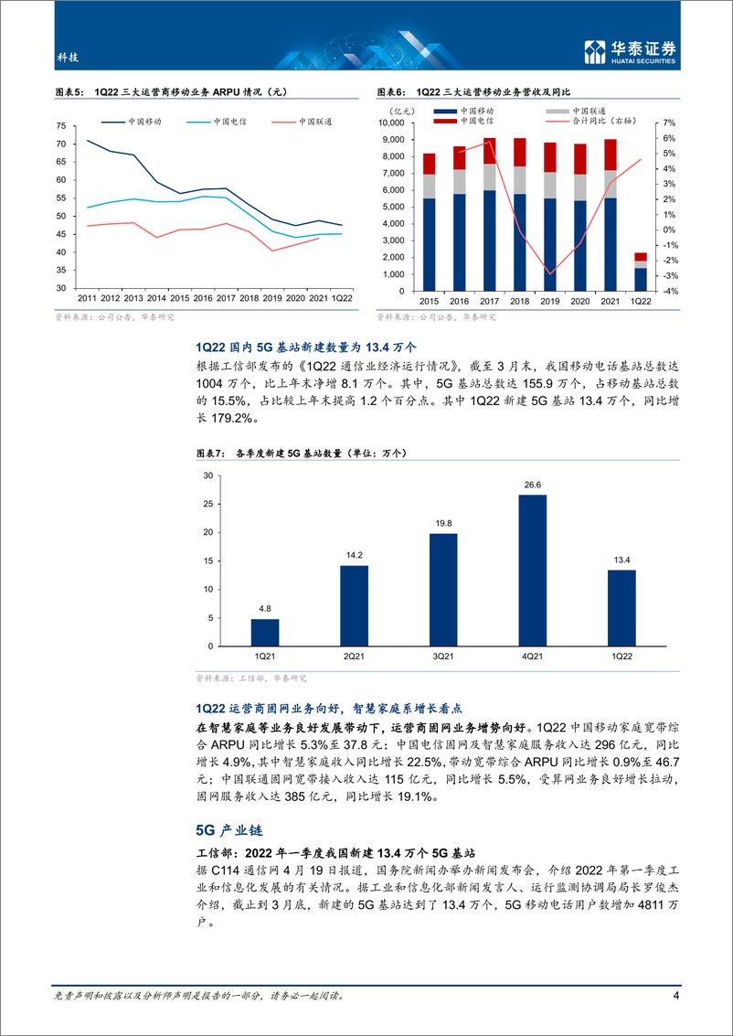 《科技行业专题研究：Q1运营商稳增长，创新业务快速发展-20220424-华泰证券-26页》 - 第5页预览图