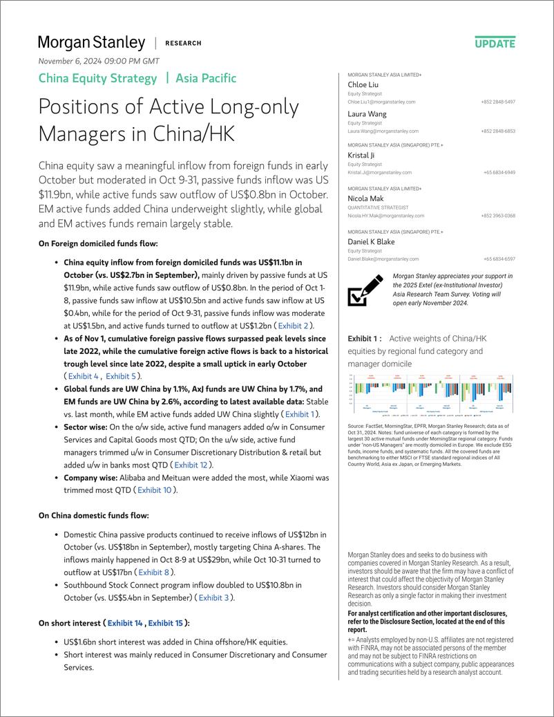 《Morgan Stanley-China Equity Strategy Positions of Active Long-only Manager...-111408868》 - 第1页预览图