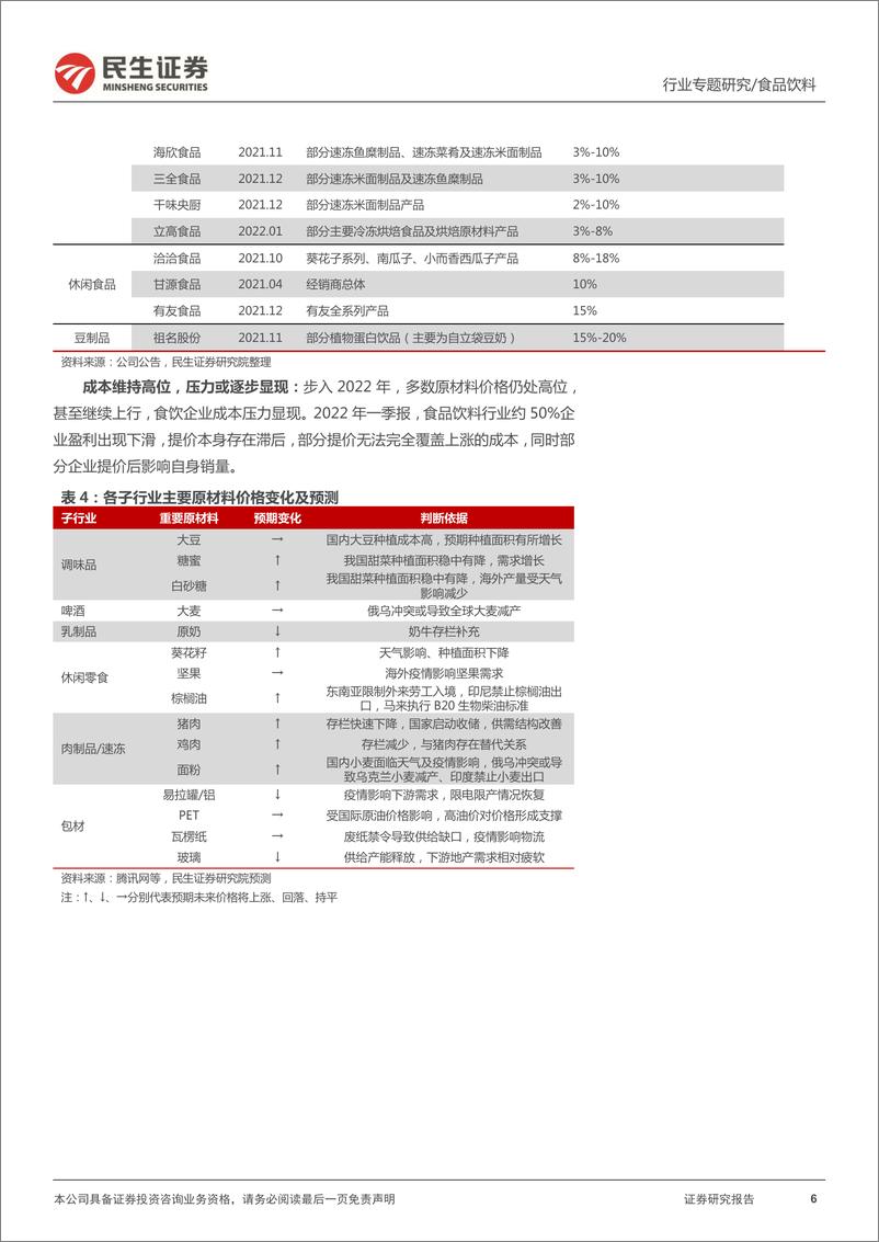 《食品饮料行业寻找“高质量”系列专题研究：成本与定价，食饮企业如何穿越周期？-20220517-民生证券-39页》 - 第7页预览图