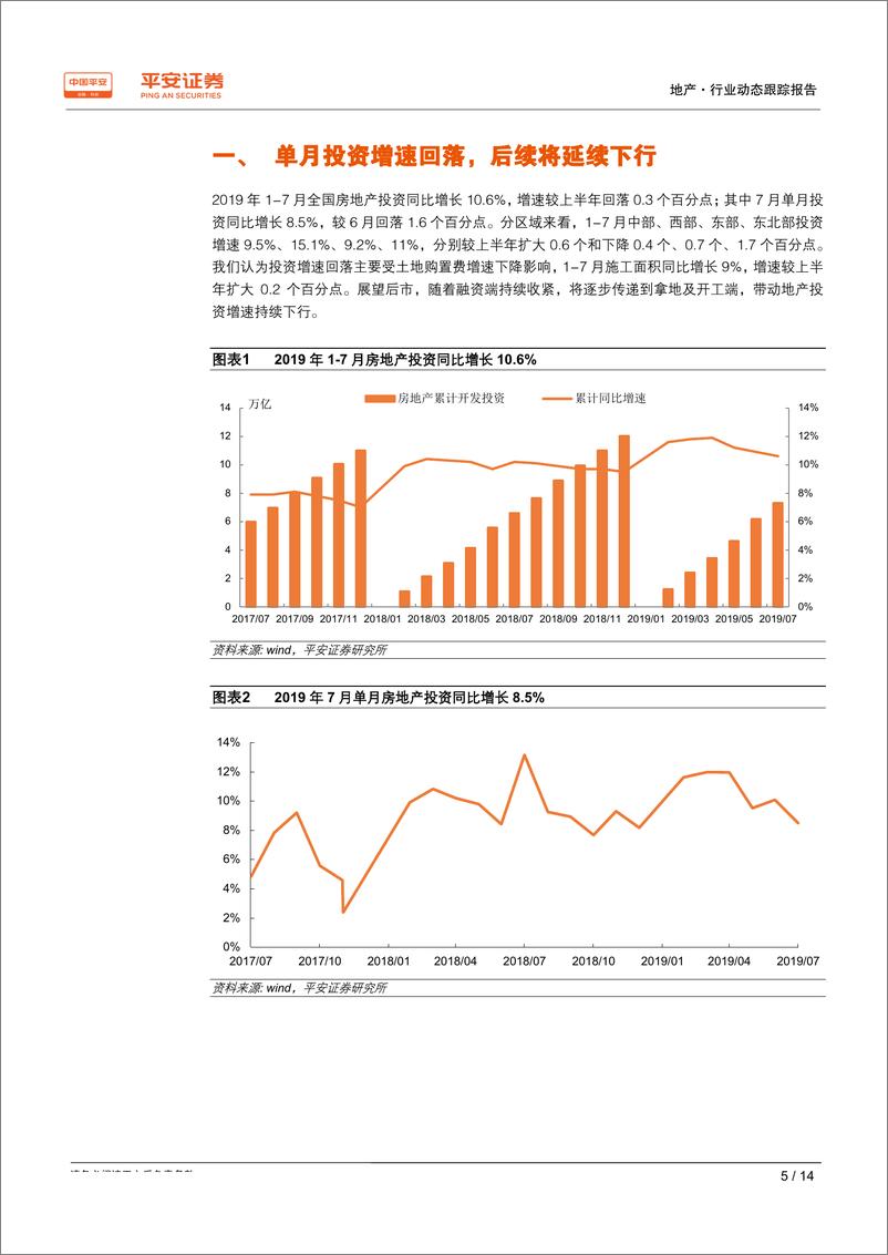 《地产行业动态跟踪报告：投资、开工如期回落，销售依旧呈现韧性-20190814-平安证券-14页》 - 第6页预览图