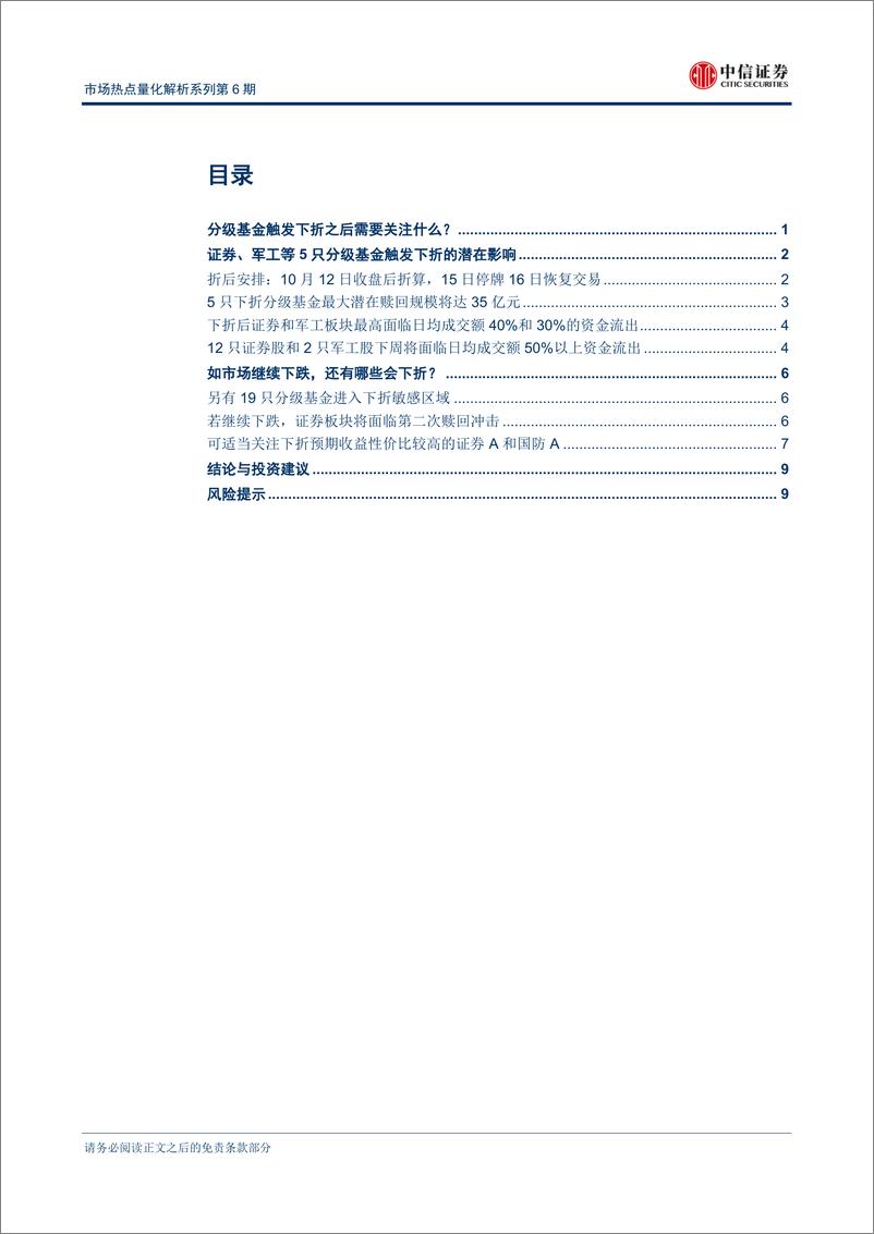 《中信证2018101中信证券市场热点量化解析系列第6期：分级基金下折之市场冲击分析》 - 第2页预览图