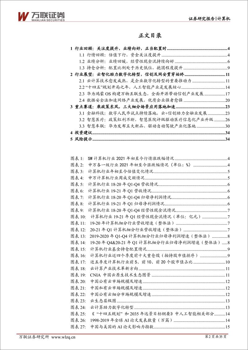 《计算机行业2021年中期投资策略报告：云智化+信创+网安赋能实体产业，为数字化转型注入新势能-20210624-万联证券-35页》 - 第2页预览图