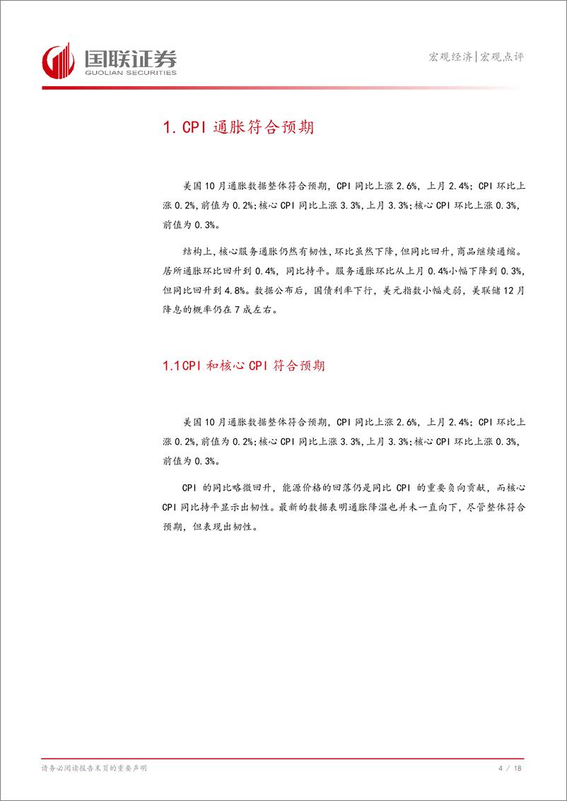 《美国10月CPI数据点评：美联储或继续小幅降息-241115-国联证券-19页》 - 第5页预览图