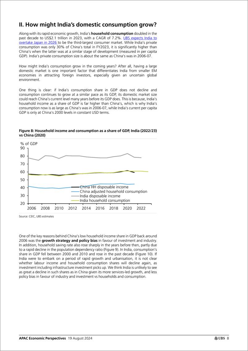 《UBS Economics-APAC Economic Perspectives _Can India be the next China_ Wa...-109915757》 - 第8页预览图