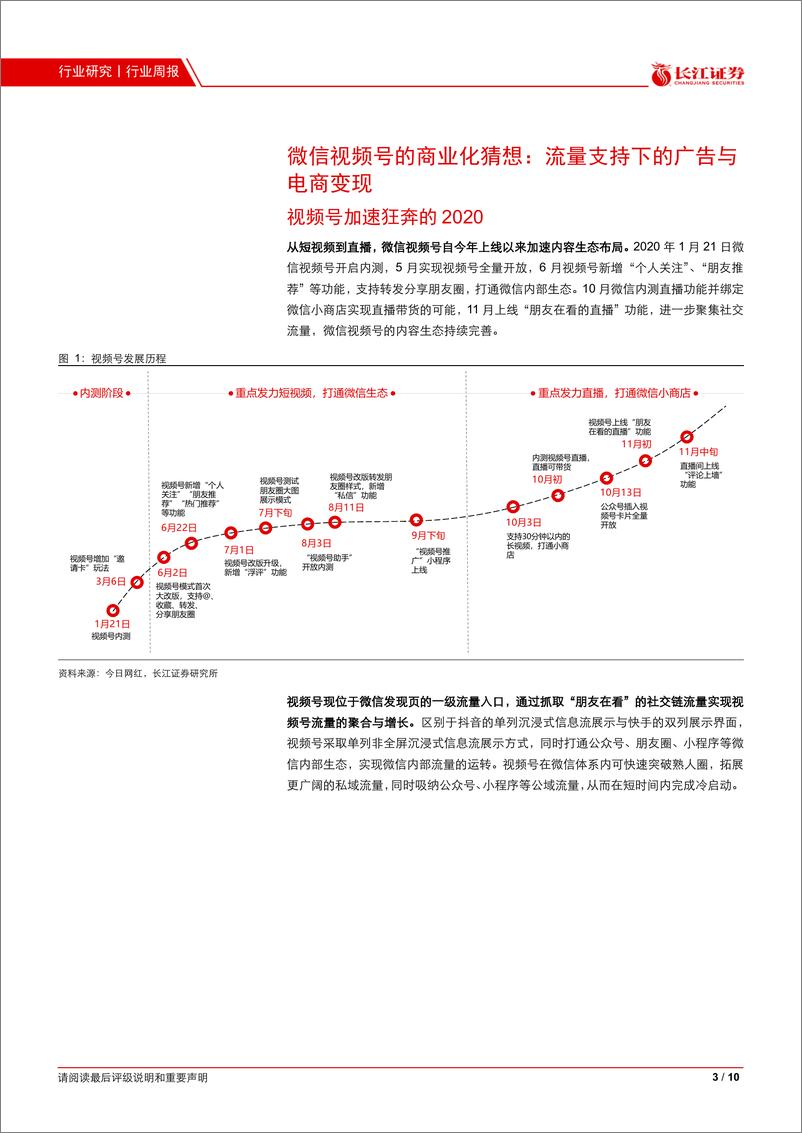 《【长江证券】微信视频号的商业化猜想：流量支持下的广告与电商变现》 - 第3页预览图