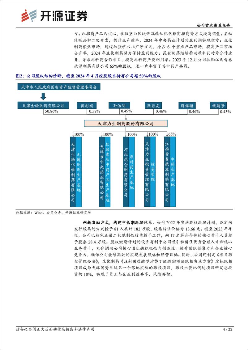 《力生制药(002393)公司首次覆盖报告：夯实科改示范企业地位，产品集群贡献稳定收入-240530-开源证券-22页》 - 第4页预览图